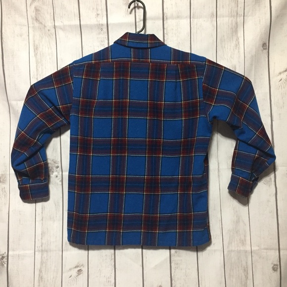 Vintage Pendleton Board Shirt M Blue Plaid Wool - Picture 4 of 7